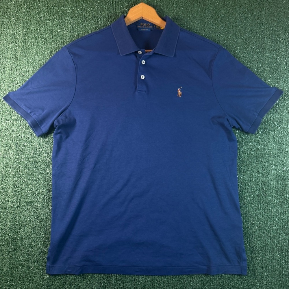 Polo Ralph Lauren Polo Shirt Mens M Blue Good Classic Fit Jersey Short Sleeve